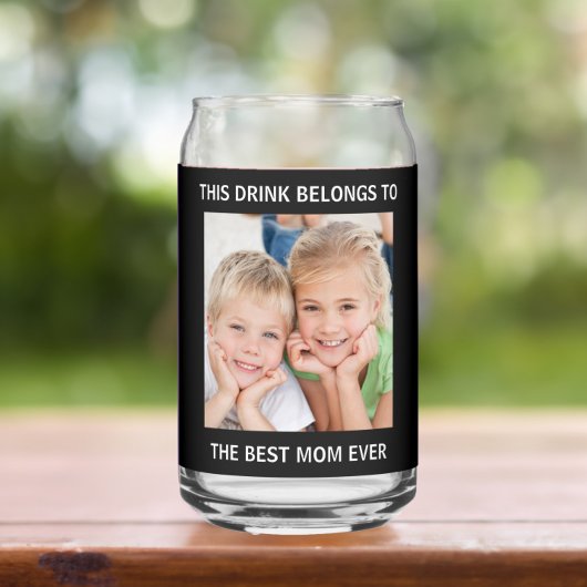 Gepersonaliseerde beste mam ooit foto zwart blikvorm glas