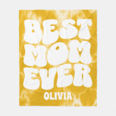 Gepersonaliseerde Beste Mam Ooit Gele Tie Dye Fleece Deken (Voorkant)