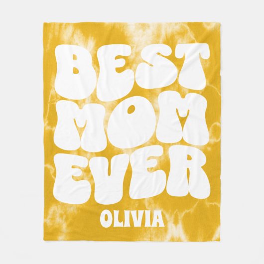 Gepersonaliseerde Beste Mam Ooit Gele Tie Dye Fleece Deken (Voorkant)
