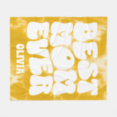Gepersonaliseerde Beste Mam Ooit Gele Tie Dye Fleece Deken (Voorkant (Horizontaal))