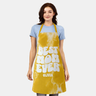 Gepersonaliseerde Beste Mam Ooit Gele Tie Dye Schort