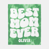Gepersonaliseerde Beste Mam Ooit Groene Tie Dye Fleece Deken (Voorkant)