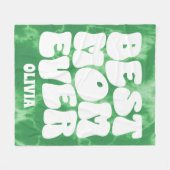 Gepersonaliseerde Beste Mam Ooit Groene Tie Dye Fleece Deken (Voorkant (Horizontaal))