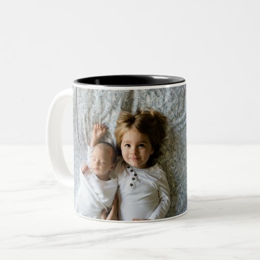 Gepersonaliseerde Beste Mam Ooit Hart Foto Koffie  Tweekleurige Koffiemok (Voorkant links)