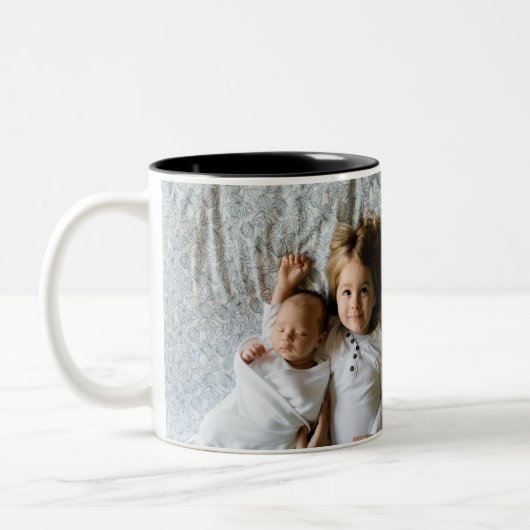 Gepersonaliseerde Beste Mam Ooit Hart Foto Koffie  Tweekleurige Koffiemok (Links)