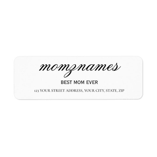 Gepersonaliseerde Beste Mam Ooit Kalligrafie Naam Etiket (Voorkant)