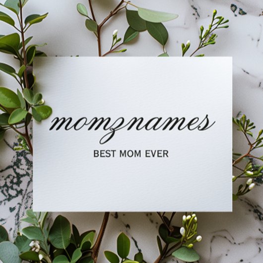 Gepersonaliseerde Beste Mam Ooit Kalligrafie Naam Feestdagenkaart