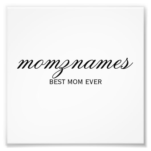 Gepersonaliseerde Beste Mam Ooit Kalligrafie Naam Foto Afdruk (Voorkant)