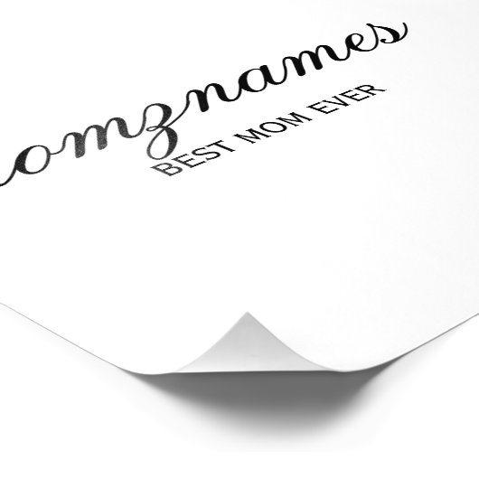 Gepersonaliseerde Beste Mam Ooit Kalligrafie Naam Foto Afdruk (Hoek)