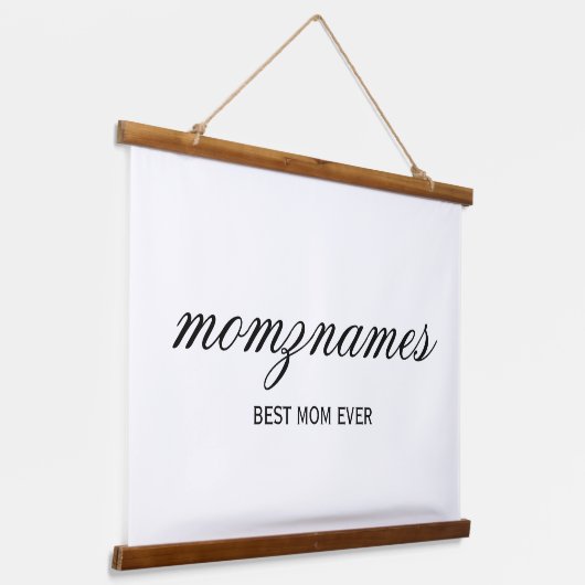 Gepersonaliseerde Beste Mam Ooit Kalligrafie Naam Hangend Wandkleed (Gebogen)
