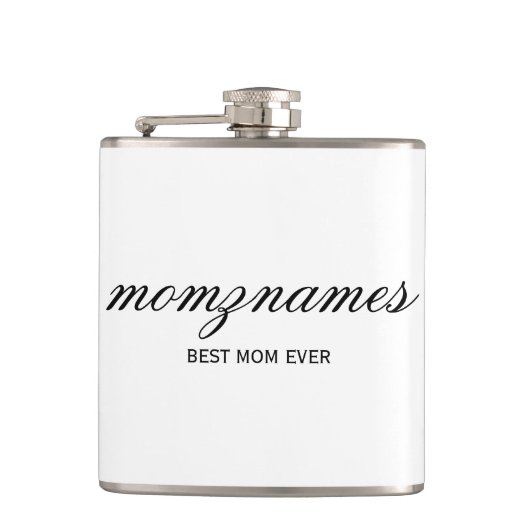 Gepersonaliseerde Beste Mam Ooit Kalligrafie Naam Heupfles (Voorkant)
