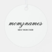 Gepersonaliseerde Beste Mam Ooit Kalligrafie Naam Metalen Ornament (Achterkant)