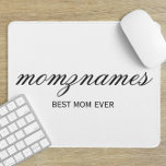 Gepersonaliseerde Beste Mam Ooit Kalligrafie Naam Muismat<br><div class="desc">Vier de speciale moeders in je leven met onze gepersonaliseerde beste moeder ooit kalligrafie naam ontwerp, ideaal voor Moederdag, verjaardagen, of elke gelegenheid om show uw liefde. Dit elegante en aanpasbare geschenk is ideaal voor alle moeders - of ze nu 's werelds beste moeder ooit zijn, hondenmoeder, kattenmoeder of bonusmoeder!...</div>