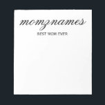 Gepersonaliseerde Beste Mam Ooit Kalligrafie Naam Notitieblok<br><div class="desc">Vier de speciale moeders in je leven met onze gepersonaliseerde beste moeder ooit kalligrafie naam ontwerp, ideaal voor Moederdag, verjaardagen, of elke gelegenheid om show uw liefde. Dit elegante en aanpasbare geschenk is ideaal voor alle moeders - of ze nu 's werelds beste moeder ooit zijn, hondenmoeder, kattenmoeder of bonusmoeder!...</div>