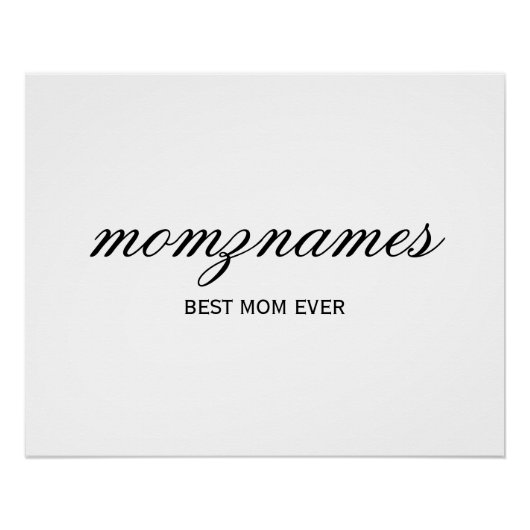 Gepersonaliseerde Beste Mam Ooit Kalligrafie Naam Perfect Poster (Voorkant)