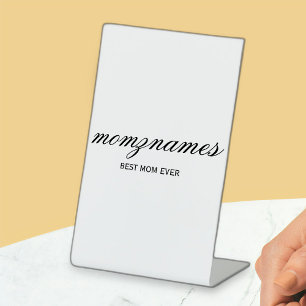 Gepersonaliseerde Beste Mam Ooit Kalligrafie Naam Reclamebord Met Voetstuk