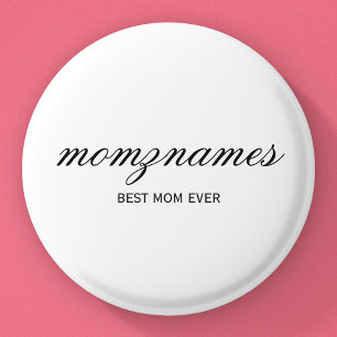 Gepersonaliseerde Beste Mam Ooit Kalligrafie Naam Ronde Button 3,2 Cm