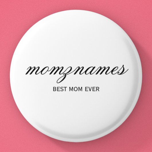Gepersonaliseerde Beste Mam Ooit Kalligrafie Naam Ronde Button 3,2 Cm