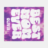 Gepersonaliseerde Beste Mam Ooit Paarse Tie Dye Fleece Deken (Voorkant (Horizontaal))
