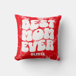 Gepersonaliseerde Beste Mam Ooit Rode Tie Dye Kussen