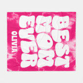 Gepersonaliseerde Beste Mam Ooit Roze Tie Dye Fleece Deken (Voorkant (Horizontaal))