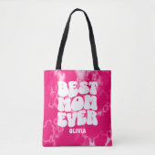 Gepersonaliseerde Beste Mam Ooit Roze Tie Dye Tote Bag (Voorkant)