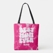 Gepersonaliseerde Beste Mam Ooit Roze Tie Dye Tote Bag (Achterkant)