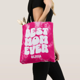 Gepersonaliseerde Beste Mam Ooit Roze Tie Dye Tote Bag