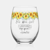 Gepersonaliseerde Beste Mam Ooit... Zonnebloem Wijnglas Zonder Voet (Achterkant)