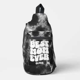 Gepersonaliseerde Beste Mam Ooit Zwart Tie Dye Sling Bag