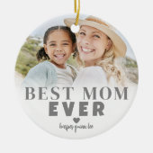 Gepersonaliseerde Beste Mama 2 Foto Kerstmis Keramisch Ornament (Voorkant)