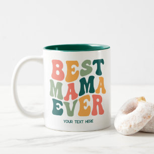 Gepersonaliseerde Beste Mama Ooit Kleurrijke Groov Tweekleurige Koffiemok
