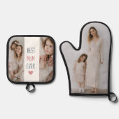 Gepersonaliseerde Beste Mama Ooit Oven Mitt & Pot  Ovenwant & Pannenlap Set (Voorkant)
