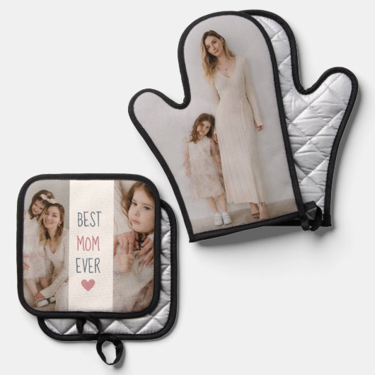 Gepersonaliseerde Beste Mama Ooit Oven Mitt & Pot  Ovenwant & Pannenlap Set (Voorkant / Achterkant)