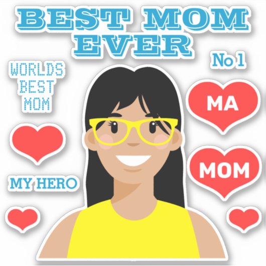 Gepersonaliseerde beste mama ooit ticker sticker (Voorkant)