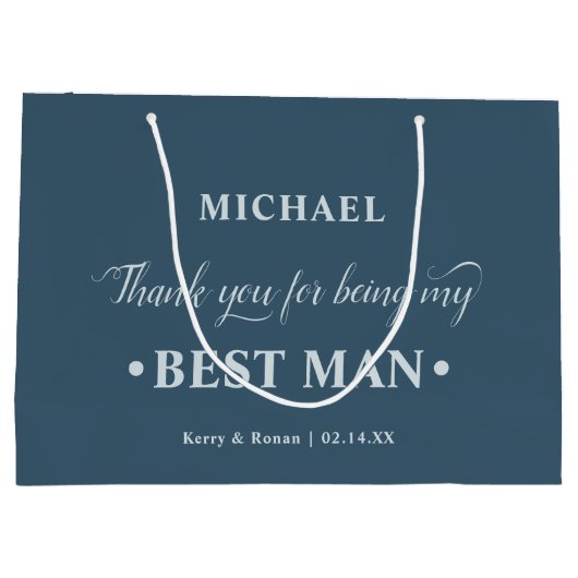 Gepersonaliseerde Beste Man Blauw Dank u Groot Cadeauzakje (Achterkant)
