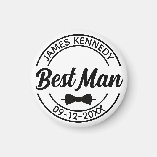 Gepersonaliseerde beste man met naam en trouwdatum magneet (Voorkant)