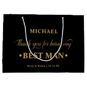 Gepersonaliseerde Beste Man Zwart en Goud Dank u Groot Cadeauzakje (Achterkant)
