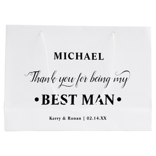 Gepersonaliseerde Beste Man Zwart-wit Dank u Groot Cadeauzakje (Achterkant)