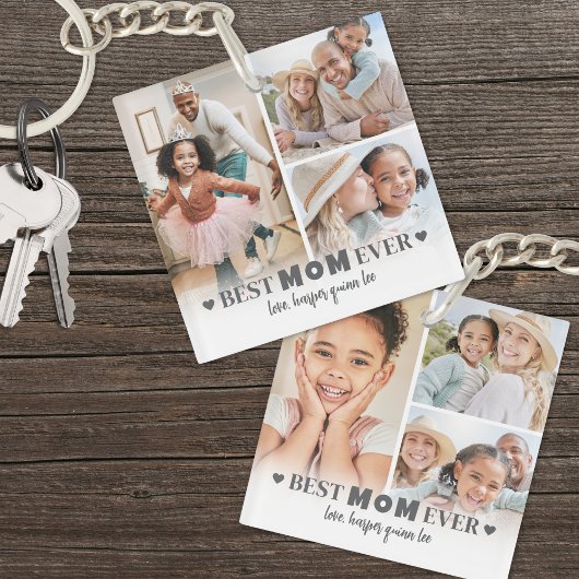 Gepersonaliseerde Beste Moeder 6 Foto Collage Moed Sleutelhanger