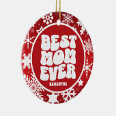 Gepersonaliseerde Beste Moeder Ooit Foto Red Chris Keramisch Ornament (Rechts)
