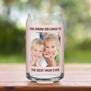 Gepersonaliseerde beste moeder ooit foto roze blikvorm glas