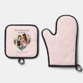 Gepersonaliseerde beste moeder ooit hartfoto ovenwant & pannenlap set (Voorkant)