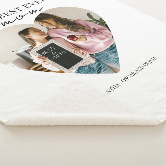 Gepersonaliseerde beste moeder ooit hartfoto sherpa deken (3/4)