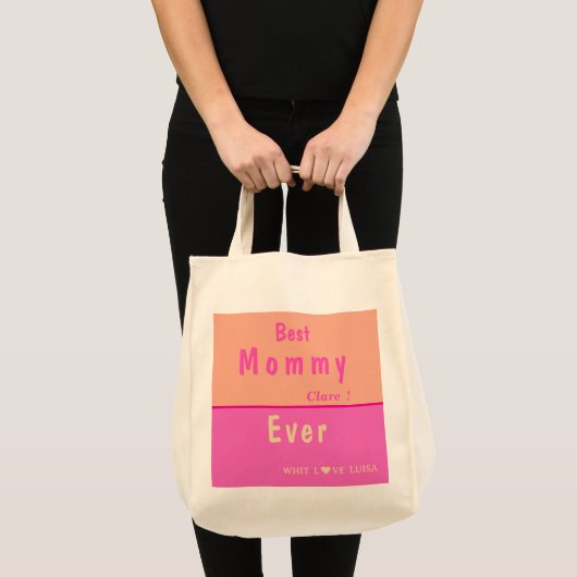 Gepersonaliseerde BESTE MOEDER OOIT ROZE & ROOS Tote Bag (Voorkant (product))