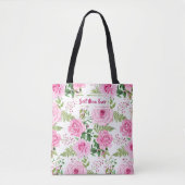 Gepersonaliseerde Beste Moeder Ooit Roze Waterverf Tote Bag (Voorkant)