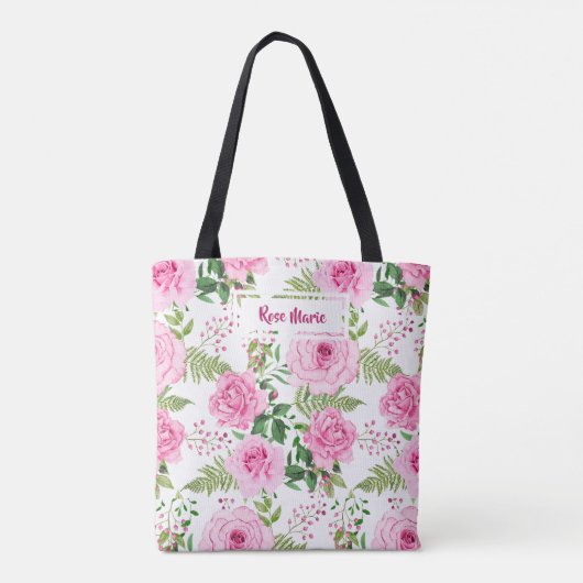 Gepersonaliseerde Beste Moeder Ooit Roze Waterverf Tote Bag (Achterkant)