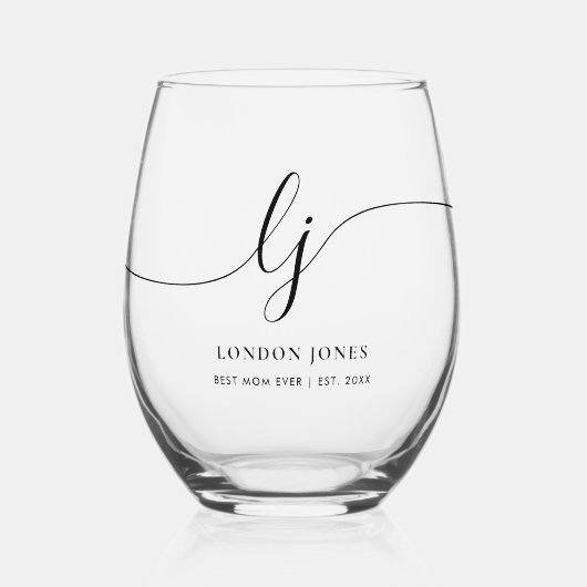 Gepersonaliseerde beste moeder ooit script Monogra Wijnglas Zonder Voet (Voorkant)
