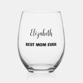 Gepersonaliseerde "Beste moeder ooit" Wijnglas Zonder Voet (Voorkant)