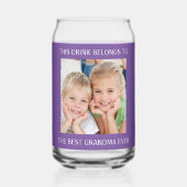 Gepersonaliseerde beste oma ooit foto Paarse Blikvorm Glas (Voorkant)